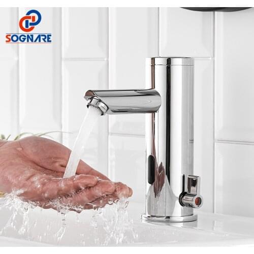 SOGNARE Automatic Infrared Sensor Faucet Cold & Hot Sensor Sink Faucets Hand Touch Faucet For Bathroom Sink Faucet Battery Power