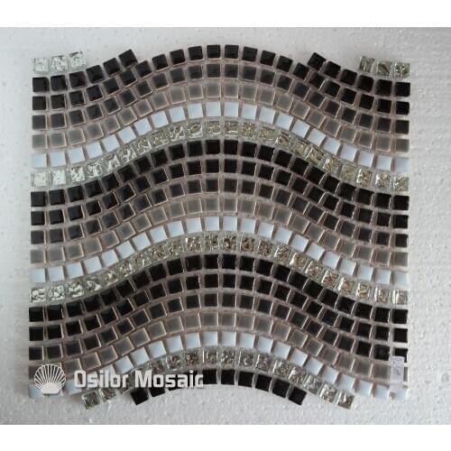 Free shipping waved style glass crystal ceramics mosaic tile for interior house decoration wall tile