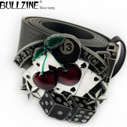 Bullzine zinc alloy retro Gamble playing card belt buckle jeans gift belt buckle Free PU belt FP-02843 drop shipping