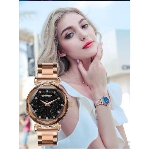 2020 New Fashion Stereo Glass Starry Sky Watch Woman Brand Luxury SANDA Woman Watches Rose Gold Ladies Clock Relogio Feminino