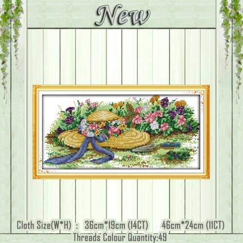 Flowers and straw hats diy painting counted printed on the canvas DMC 11CT 14CT kits NKF Cross Stitch embroidery needlework Sets