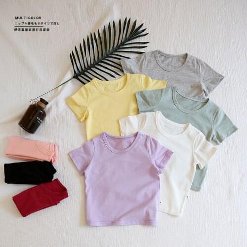 Baby Pure Cotton T-shirt Boys and Girls round Neck Short Sleeve Summer Top