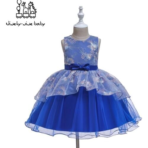 Kids Dresses For Girls Elegant Princess Dress Christmas Children Embroidery Party Dress Flower Girls Wedding Gown Child Costume