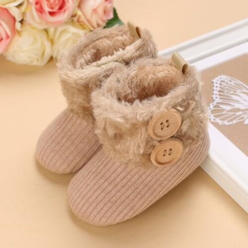 Baby Winter Cotton Shoes For Girls Padded Boots Infant Round Toe Toddler Knitted Warm Flowers Snow Ankle Boots Baby Girl Shoes