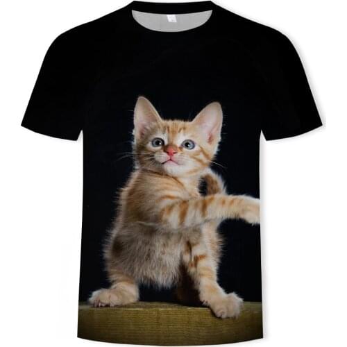 Summer fashion new T-shirts, men and children, super love the little yellow cat, 3D printing, casual and breathable short-sleeve