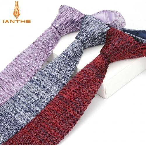 Ianthe Mens Casual Knit Tie Skinny Knitted Necktie Narrow Slim Solid Gravatas Classical Ties Knitting Tape Yarn Designers