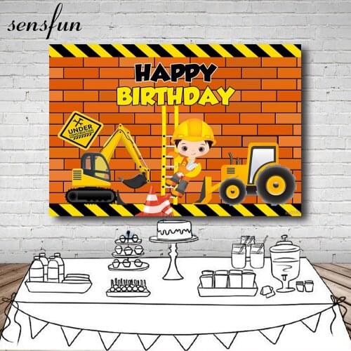 Custom Construction Party Background For Boys Birthday Photography Banner Decor Backdrop Dump Truck Boy Photo Studio Prop Vinyl