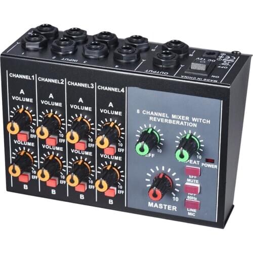 Karaoke Mixer Professional 8 Channel Studio Audio DJ Mixing Console Amplifier Digital Mini Microphone Sound Mixer Sound Card