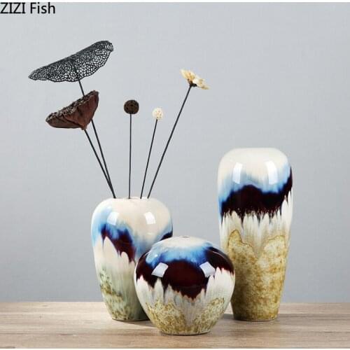 Classical Painted Porcelain Vase Living Room Decoration Simple Flower Arrangement Landscape Ceramic Vases Vintage Home Decor