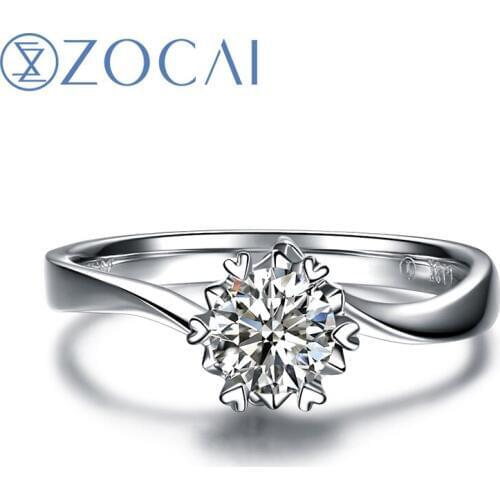 ZOCAI HEART PRONG 100% NATURAL REAL 0.19 CT CERTIFIED F-G/VS ROUND CUT PT950 DIAMOND ENGAGEMENT RING W03338