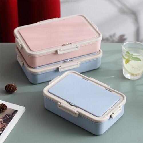 Microwave Lunch Box Wheat Straw Healthy Material Plastic Bento Boxes Dinnerware Food Storage Container for Student Office Worker