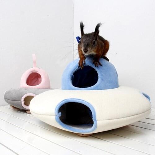 Fashion Squirrel Hamster UFO Shape Hanging House Small Animal Cute Warm Lovely Tree Hole-shaped Double-layer Sleeping Hammock