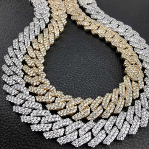 19mm New design Mens Brass CZ Iced Out Cuban Chain