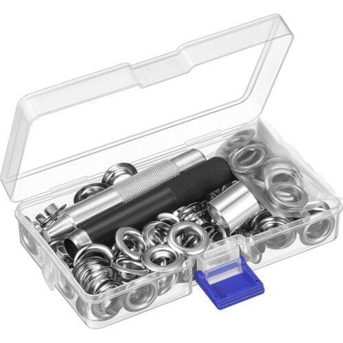 Grommet Tool Kit, Grommet Setting Tool 100 Sets Grommets Eyelets (1/2 Inch Diameter) Eyelets and Eyelet Punch Die Tool