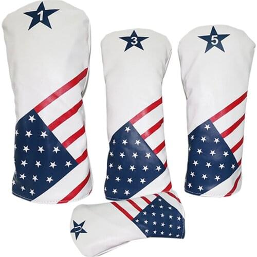 Set of 4 Golf Wood Head Cover Driver Headcover Hybrid Club Accessories