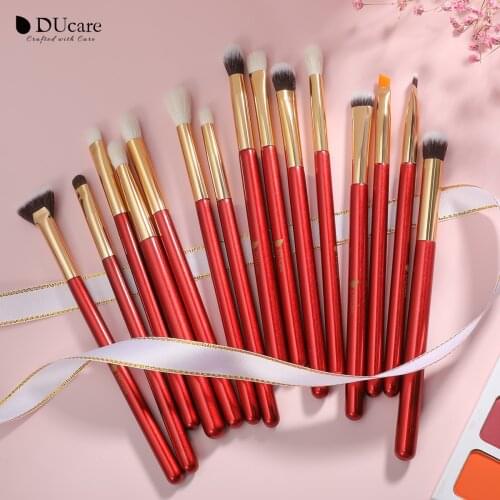 DUcare Makeup Brush Set 15Pcs Professional Eye Shadow Loose Powder Highlight Foundation Lip Brush Beauty Tool brochas maquillaje