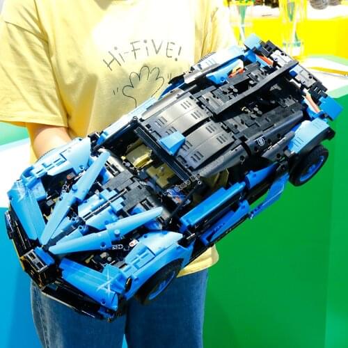MOYU New High-Tech Blue Super Sport Racing Chiron Car Model Building Blocks Technical Bricks Toys Kids Birthday Gift 42083 20086