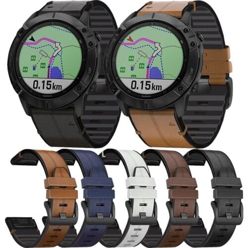 Quick Fit Leather Watchband 22mm for Garmin Fenix 6 /6 Pro/5 / 5 Plus/ Forerunner 945/935/Approach S60/Instinct Watch Band Strap