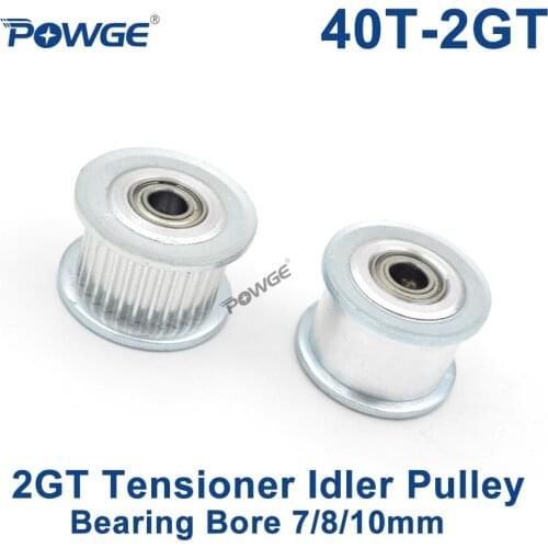POWGE 40 Teeth 2GT Idler Pulley Bore7/8/10mm For W=10mm GT2 Synchronous Belt 40T 40Teeth 2GT GT2 Passive Pulley With Bearing