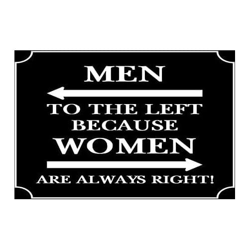SIGNCHAT Metal Sign Men to The Left Because Women are Always Right! Business Size 8X12 Inches