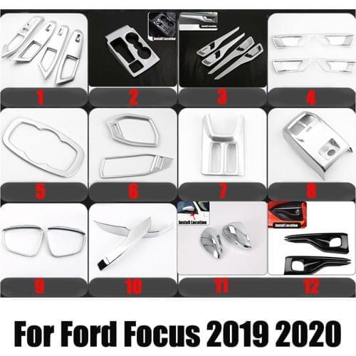 Car-Styling Gear panel Cup Holder Door Handle Steering Wheel Air Vent Decorative Sticker Case For Ford Focus mk4 2019-2020