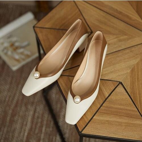 High heels women brand shoes pearl fashion thin high heels soft women dress shoes autumn female wedding pumps 2021
