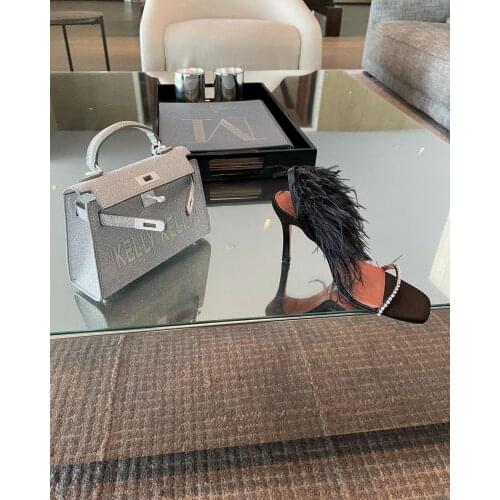 European And American-Style fashion real feather rhinestones ladies high heels sexy stiletto heels