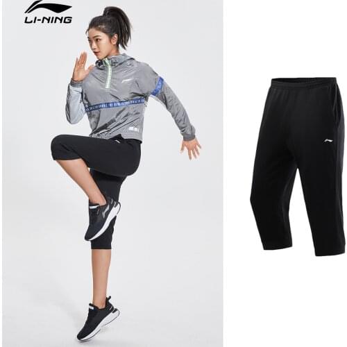 Li-Ning Women 7- Point Pants Ladies Fitness Shorts Summer Casual lining Li ning Running Loose movement shorts Akqr062
