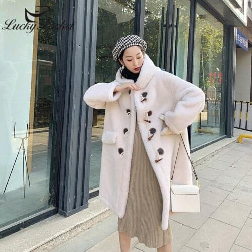 Women Winter Solid Color Fashion Hooded Fur Leather Female High Street Slim Elegant Coat Ladies Brand Casual New Coats ML1057