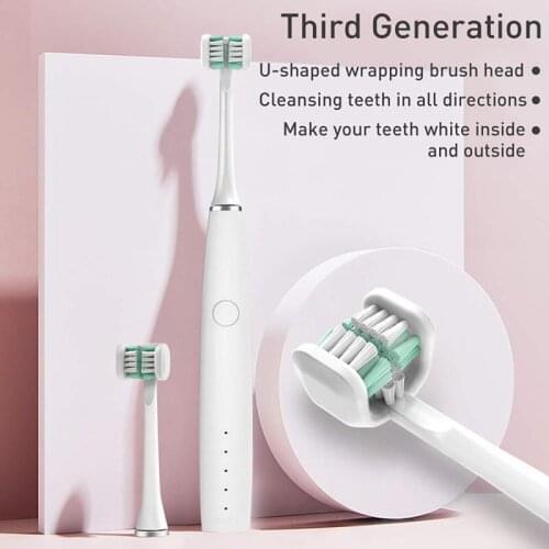 1set 3IN1 Electric Cleaning Toothbrush U-shaped Rechargeable Comfortable Soft Fur Wraps AllAround Cleaning Whitening Tooth TSLM1