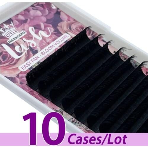 10case/lot Hot sale 8-20mm easy fan eyelash B C CC D DD all size easy fanning blooming flower eyelash vendor customized boxes