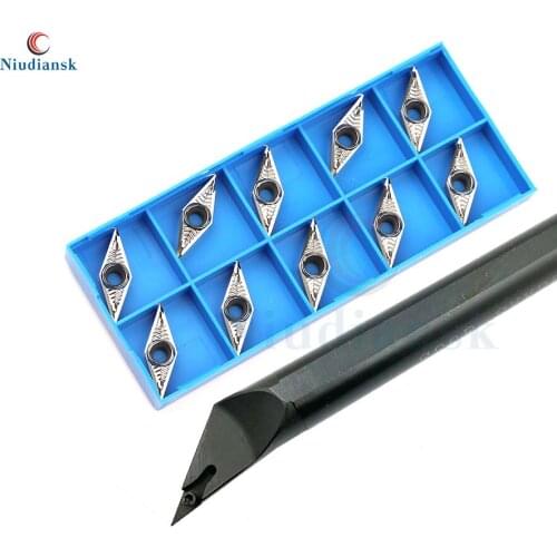 10pcs VCGT1604 Inner Hole Carbide Inserts +1pc S20R-SVXCR16 S25S-SVXCR16 Internal Turning Tool Holder SVXCL CNC Lathe Tools Set