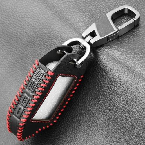 2-Way LCD Keychain Remote 100% Leather Case Cover for Car Alarm System Sher-khan Mobicar A Mobicar B Key Protect Shell