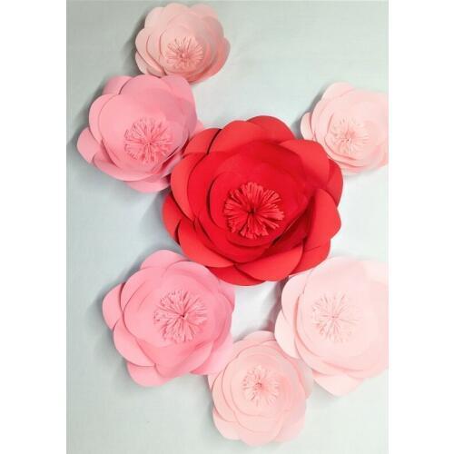 2018 DIY 7pcs Giant Paper Flowers Backdrop Wedding & Event Baby Nursery Decor Baby Shower Bridal Half Made Flower VideoTutorials