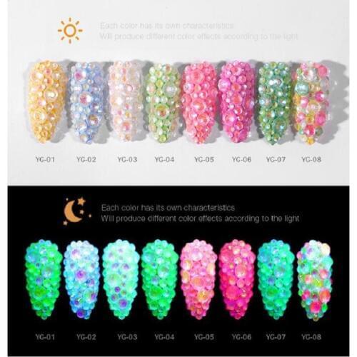 2020 non hotfix luminous rhinestone fluorescent diamond strass flatback glue on nail nails art decoration