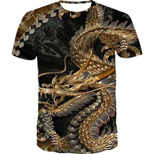 2020 popular new Chinese pattern 3D printing personalized dragon T-shirt casual and versatile mens round neck T-shirt tops