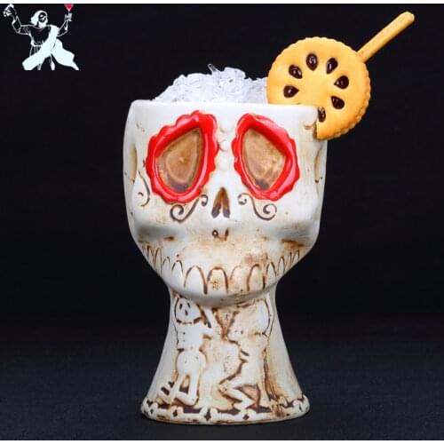 480ml Red Eye Skull Cup Hawaii Tiki Mugs Cocktail Cup Beer Beverage Mug Wine Mug Ceramic Tiki Mugs