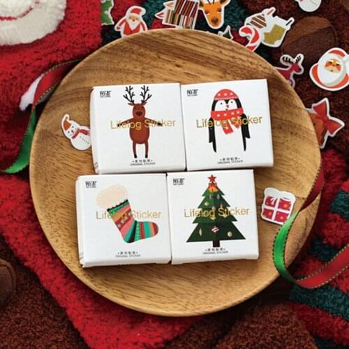 50 pcs/bag Cute Christmas theme adhesive paper sticker Christmas tree decoration DIY Card Scrapbooking stationery paper stickers