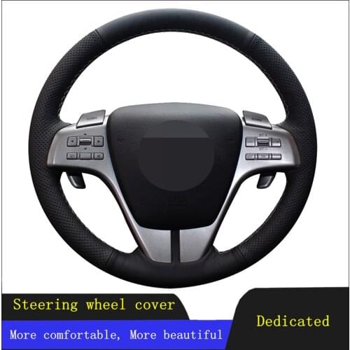 DIY Car Accessories Steering Wheel Cover Black Hand-stitched Non-slip And Breathable Genuine Leather For Mazda 6 2009