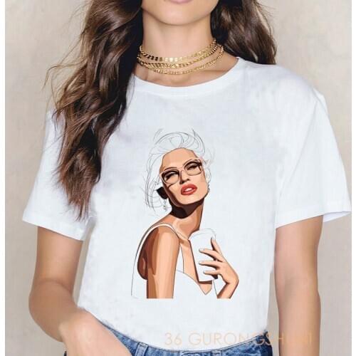 T-shirts vogue summer top harajuku e girl t shirt women punk korean 90s aesthetic clothes tops white tshirt kpop womens clothing