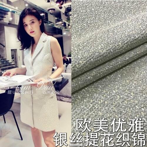 Big custom jacquard fabric silver jacquard brocade clothing fabric / spring and autumn dyed dress fashion fabric