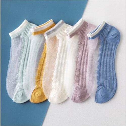 New Product Glass Stockings Womens Color Matching Soles Vertical Striped Card Stockings Transparent Crystal Stockings