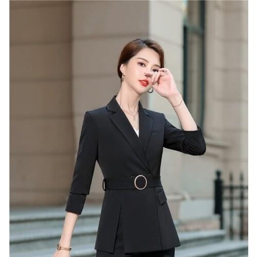 Long Sleeve Formal OL Styles Blazers Jackets Coat for Women Autumn Winter Blaser Outwear Clothes Tops Elegant Black Plus Size