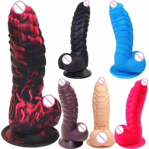Dinosaur Scales Spike Dildo G-spot Stimuator Silicone Orgasm Massage with Suction Cup Sex Toy