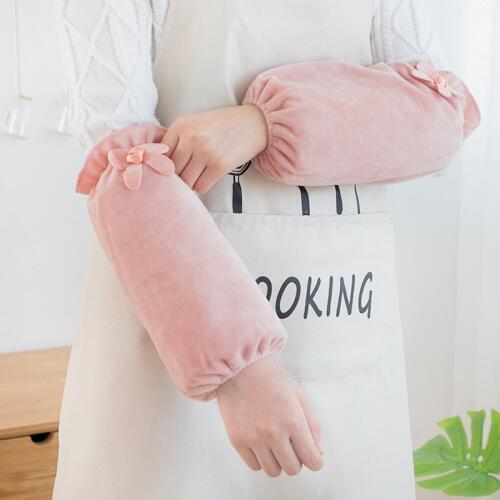 Adult Long Anti-Fouling Sleeves Multi-Function Home Autumn And Winter Flannel Bow Hand Sleeve