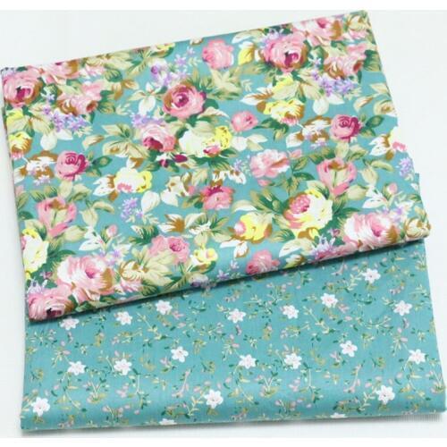Graceful green all Over Colorful Garden Blooming Flower 100% Cotton Fabric Floral Fabric For DIY Sewing Bedding Quilting Decor