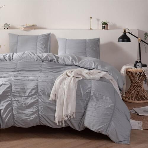 Seersucker Comforter Bedding Set Fashion Grey Pink Yellow King Queen Full Single Size Bed Linen Duvet Cover Sets Pillowcase Gift
