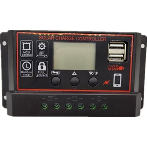 LCD Display Solar Charger Controller USB Dual Solar Panel Regulator Solar Charger Controller Build-in Micro Controller