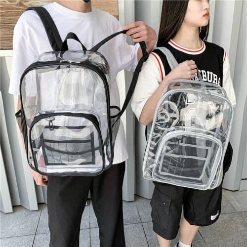 Multifunctional 3-piece Set Backpacks Pvc Waterproof Transparent School Bag High Quality Large Capacity Backpack Solid Clear
