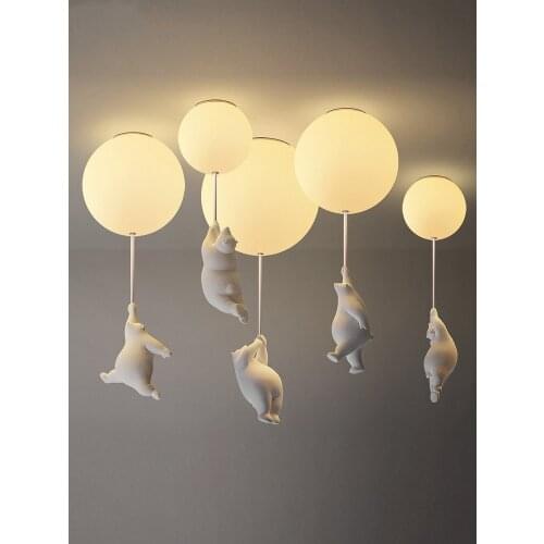 Cartoon LED Chandelier Children Room Creative Glass Ball Pendant Lamp Warm Boys And Girls Bedroom Modern Designer Hanging Light